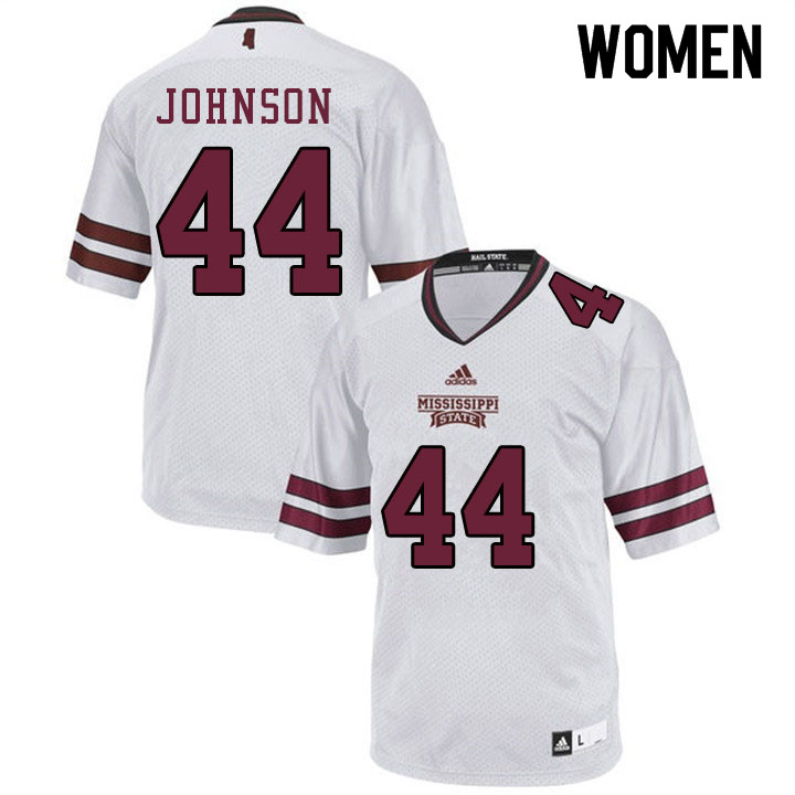 Women #44 Jett Johnson Mississippi State Bulldogs College Football Jerseys Sale-White